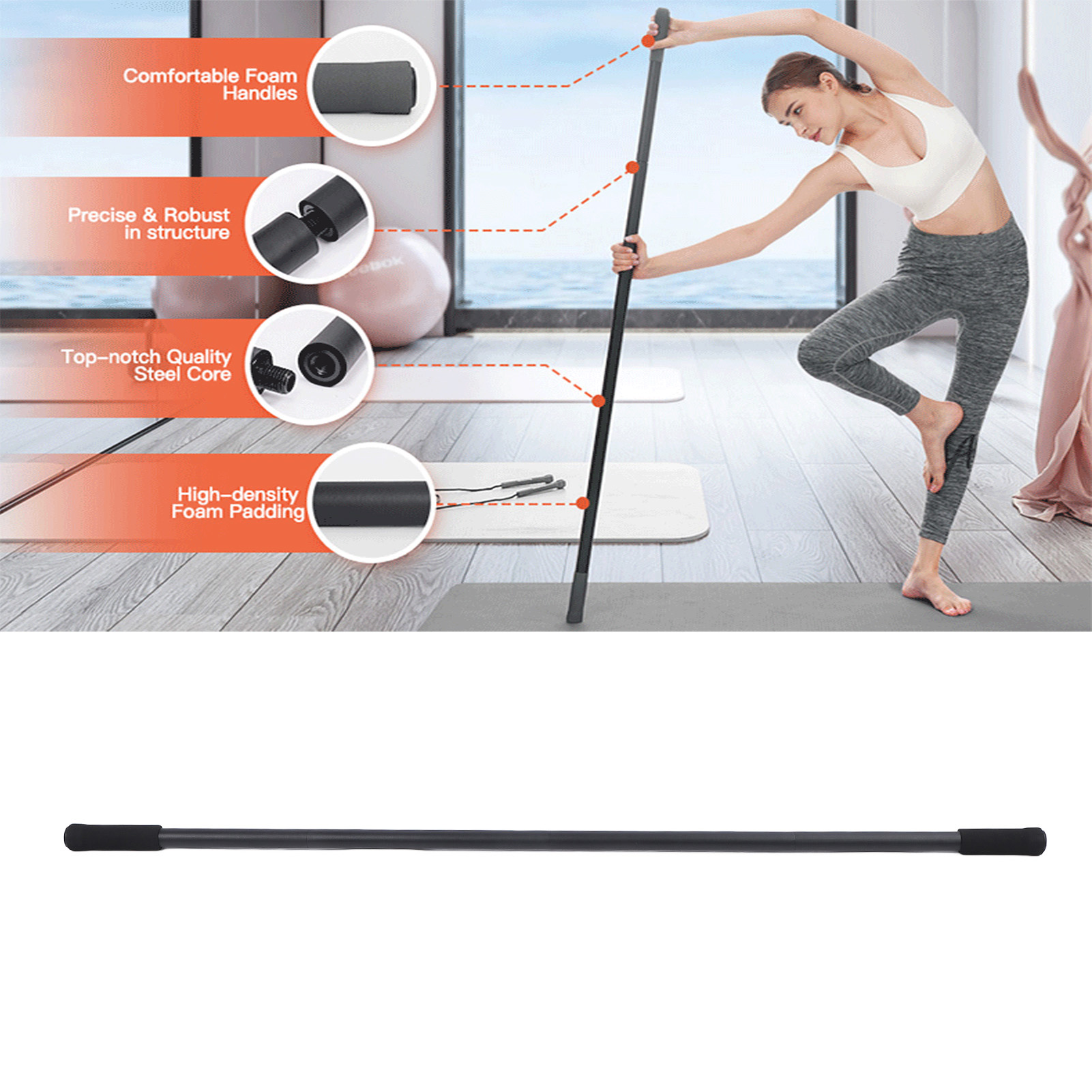 Yoga Fitness Stretching - Regulowany kij do jogi – wszechstronny